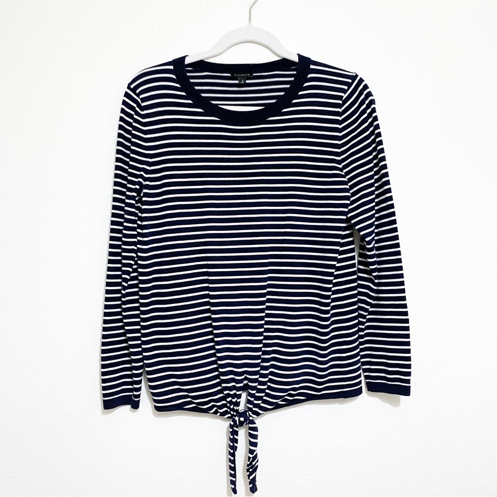 Talbots Tie Front Lightweight Striped Sweater Size S